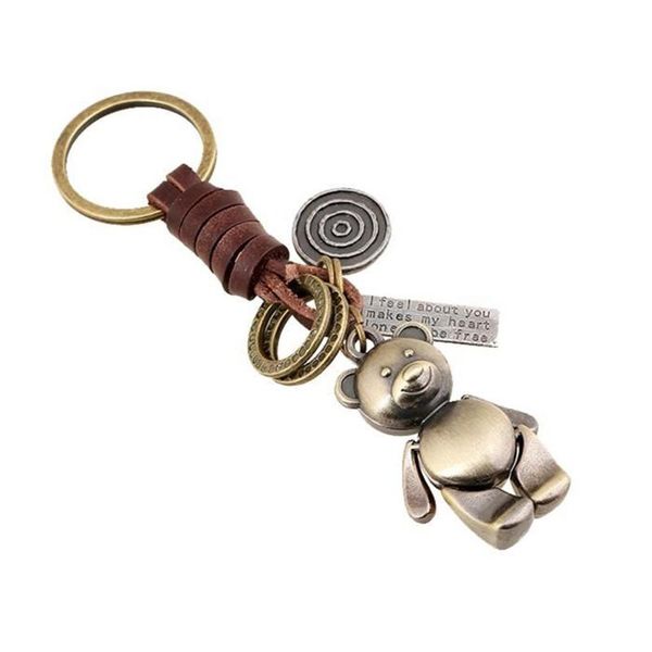 

keychains keychain leather alloy + gogou pk-k72 bear 11 * 3 2.5 cm 41 g cinnamon punk rock hip hop, Silver