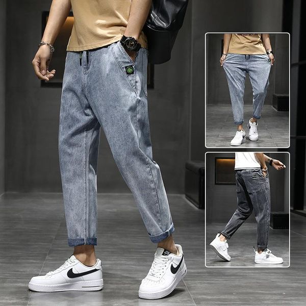 

men's jeans 2021 ins korean fashion casual comfortable and loose tide brand all-match straight-leg pants, Blue