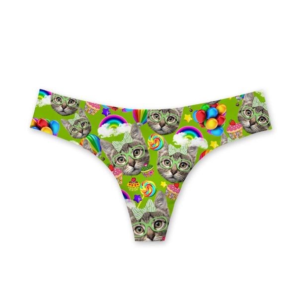

women's shorts cute cat print thong lingerie sports funny printing low waist ladies panties bottoming t pants underwear, White;black