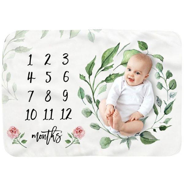 

blankets & swaddling baby monthly record growth milestone blanket born soft flannel floral printed swaddle wrap pography props creative clot