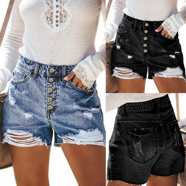 

women's shorts plus size vintage refreshing colors denim women casual korean jeans 2021 summer girl hole loose, White;black