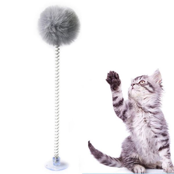 

cat toys interactive kitty teaser wand catnip toy funny cats plush ball shape pet kitten products with bottom sucker elastic