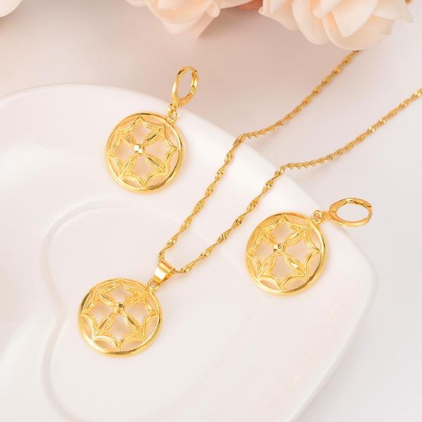 

wedding jewelry sets gold flower ethiopian eritrea habesha africa bridals gift necklace pendnat earrings diy charms, Slivery;golden