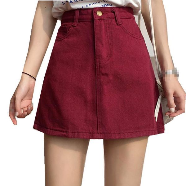 

skirts g1154 2021 women's spring summer fashion short section pure color plus-size baggy denim skirt wholesale, Black