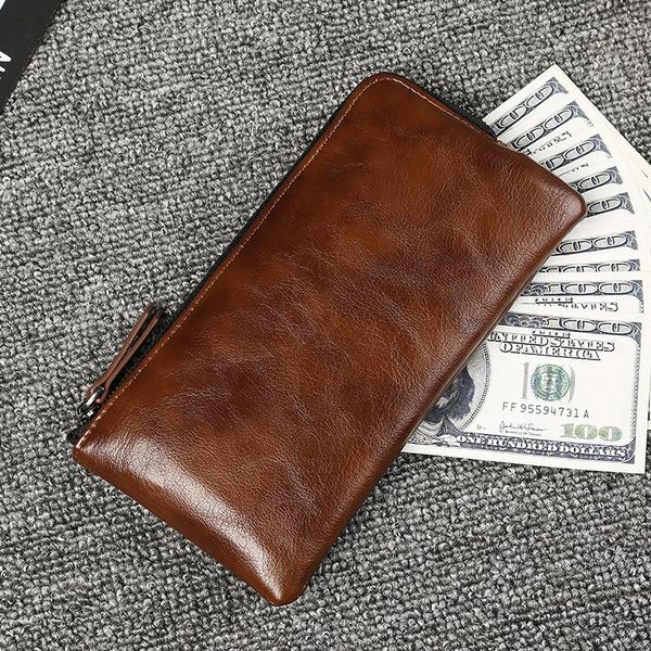 

wallets business and leisure long men's soft leather wallet, Red;black