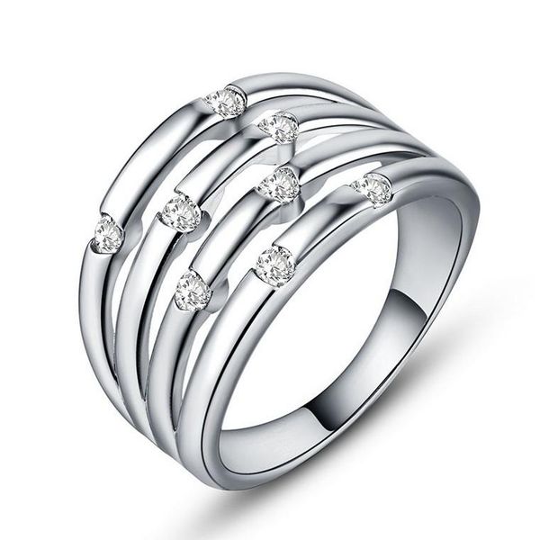

cluster rings simple fashion handmade jewelry 925 silver fill selling cubic zirconia cz office party wedding engagement band ring gi, Golden;silver