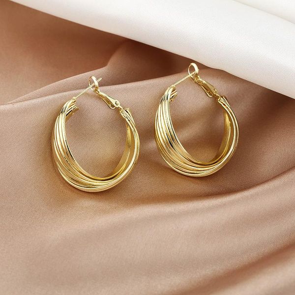 

fashion hip-hop hoop earrings personality metal geometric for women accessories jewelry party girl gift & huggie, Golden;silver
