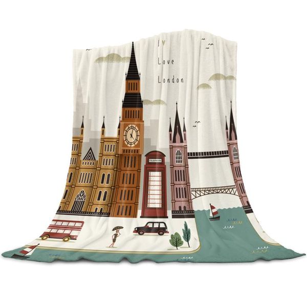 

blankets comfortable sofa blanket london city architecture boy girl baby soft bed decoration home travel flannel