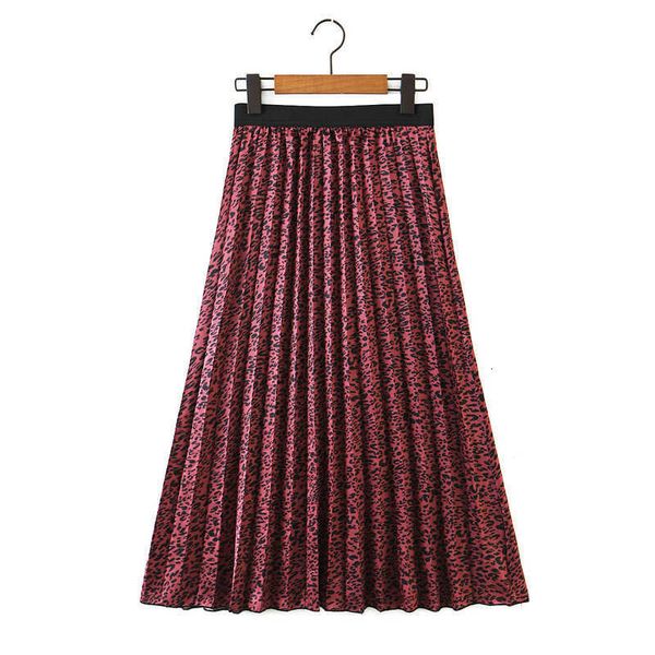 

skirts fall xl 3318 europe and the united states women's wear red leopard grain pleated ewoi, Black