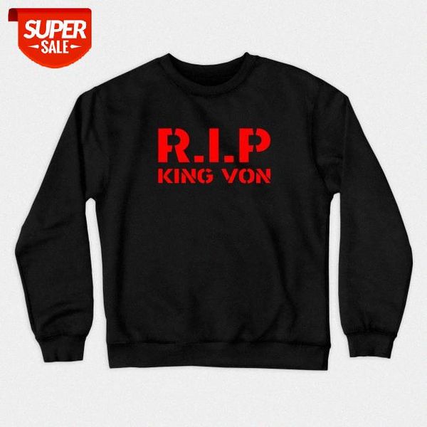 

rap rip king von sweater men and women round neck loose large size bottoming shirt #my8s, Black