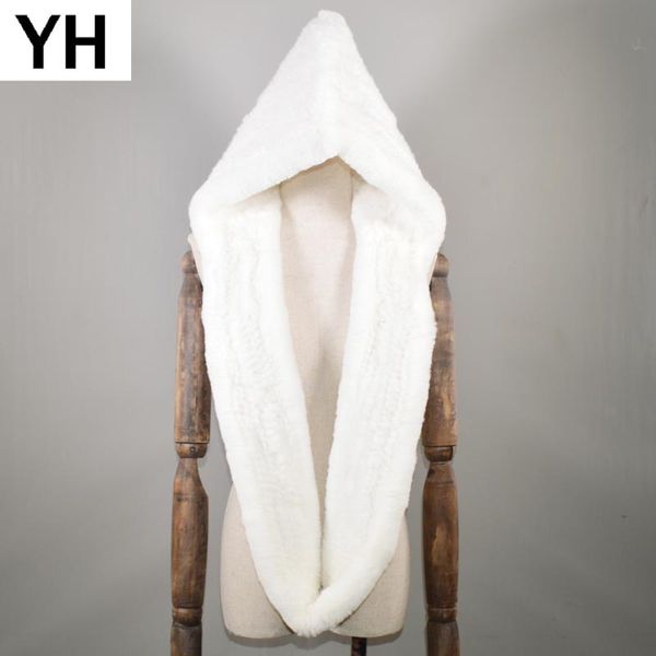 

scarves winter knitted real rex fur hat scarf women cap quality natural poncho, Blue;gray