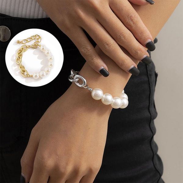 

link, chain classic fashion natural stone pearl pendant bracelet for woman exquisite lucky cuff anniversary gift luxury jewelry, Black
