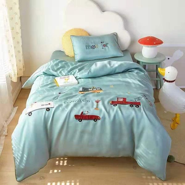 

summer children's 60-day silk three-piece set kindergarten baby cartoon kit single product duvet cover bedding bed sheet sets