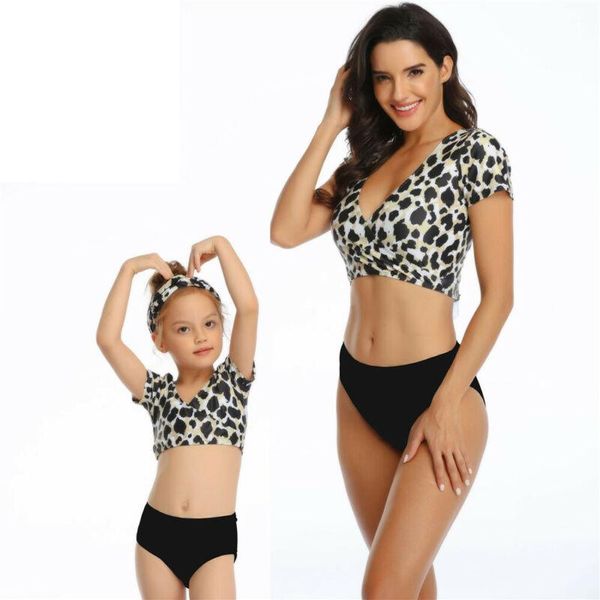 

women's swimwear matching family mother girl bikini sets 2021 women swimsuit children baby kid beach female beachwear bathing suit, White;black