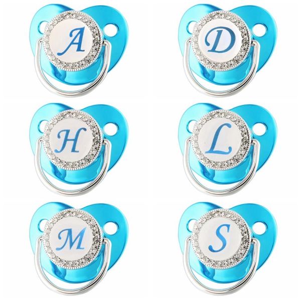 

pacifiers# bling baby pacifier with lid soother teether 26 initial dummy silicone infant nipple born shower gifts