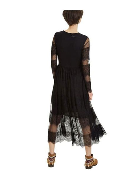 

casual dresses spanish mesh stitching embroidery black slim dress, Black;gray