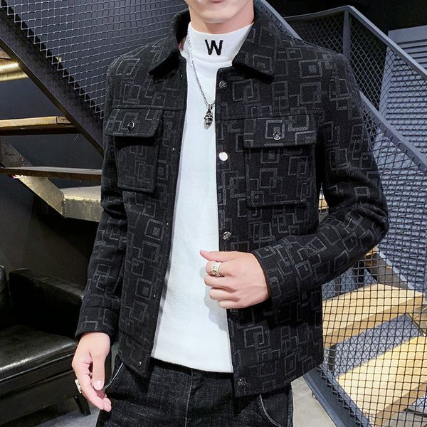 

winter of men wool thin woolen man fit coat m-3xl men's jacket, Black