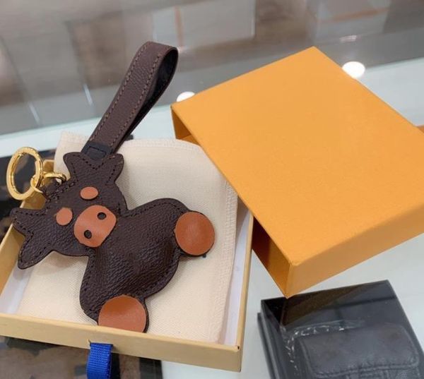 

bull shape fashion car keychain handmade leather bag zipper buckle, Black