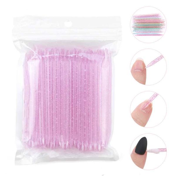 

cuticle pushers 100/50pcs nail art stick pusher remover tool crystal eyelash sticks reusable double end