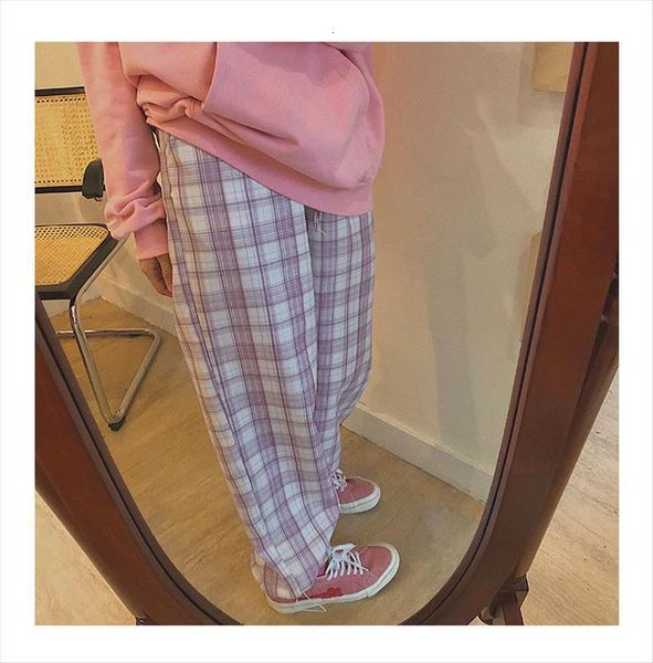

plaid autumn harajuku y2k womens pants trousers sweatpants high waist checkered, Black;white
