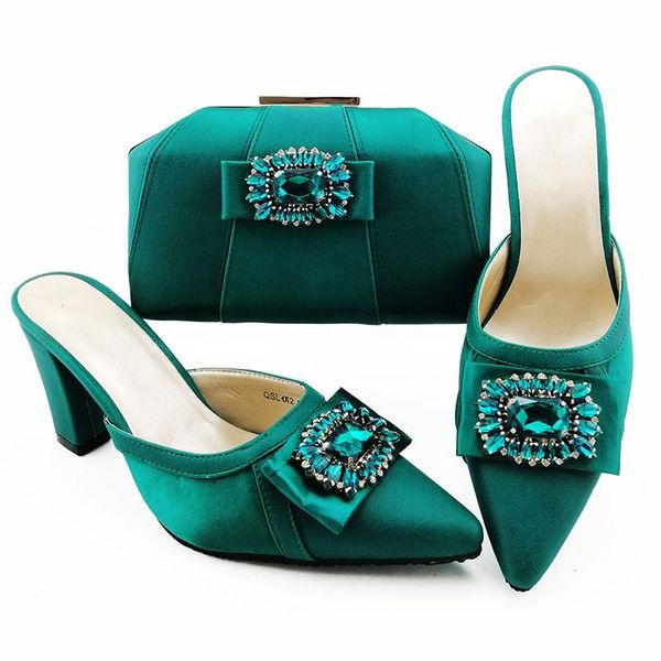 

dress shoes teal women match handbag with rhinestone style african pumps and bag set for party qsl012,heel 9cm, Black