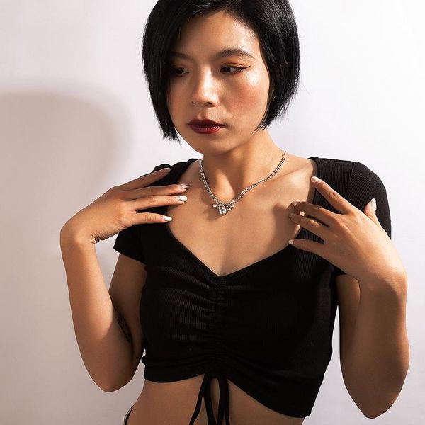 

pendant necklaces tocona charming heart clavicle chain choker necklace for women silver color alloy metal party jewelry accessories 17295