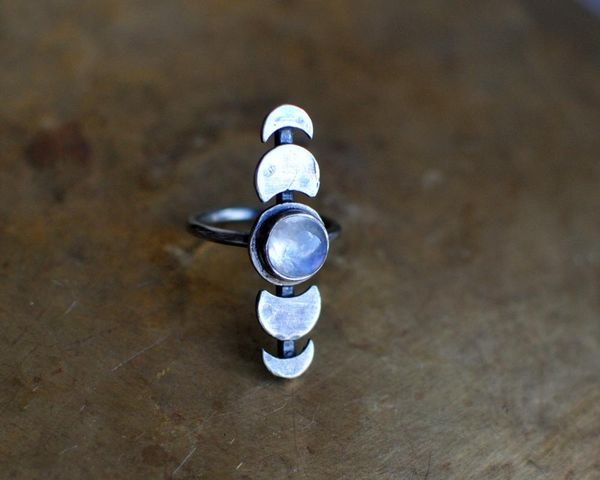 

moon phase rings dainty stacking ring for women vintage jewelry gift cluster, Golden;silver