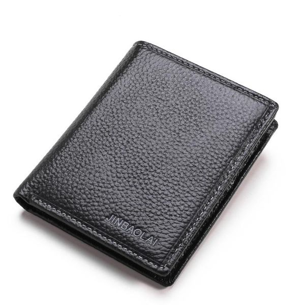 

wallets full-grain leather business pure color wallet men, Red;black