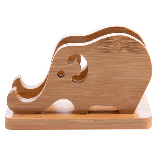 

cartoon elephant bamboo storage rack mobile phone holder portable tablet bracket deskipad universal base cell mounts & holders