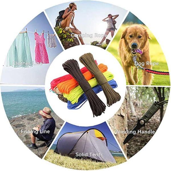 

paracord tent rope strength 4mm 9-core 350 fashion outdoor camping parachute 30m #j2p gadgets