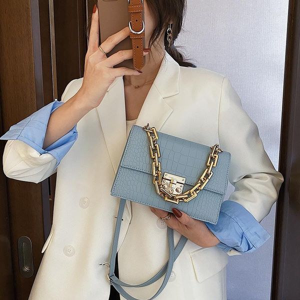 

evening bags vintage gold chain handbags women crossbody 2021 brand design crocodile pattern purses ladies messenger shoulder