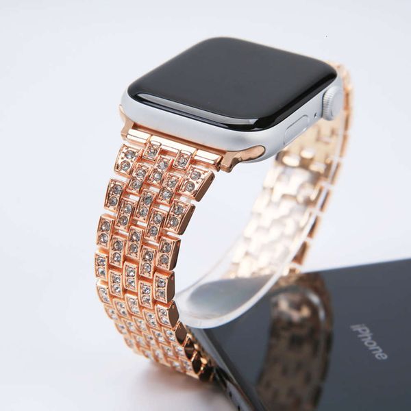 

suitable it is for watch 3 5 6 generation metal diamond strap with five beads and full, Black;brown