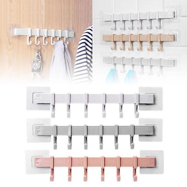 

hooks & rails 6 even row of hook nail-adhesive rack wall hanger shelf kitchen holder