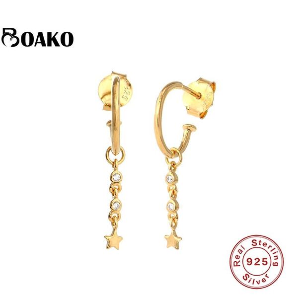 

sterling silver earrings for women crystal zircon star pendiente piercing ohrringe drop earing luxury fine jewelry dangle & chandelier