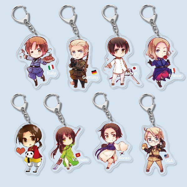 

Axis Powers Keychain Woman Anime Key Chain for Men Cute Unisex Keyring Cartoon Figure Key Holder Jewelry Metal for Bag Llaveros