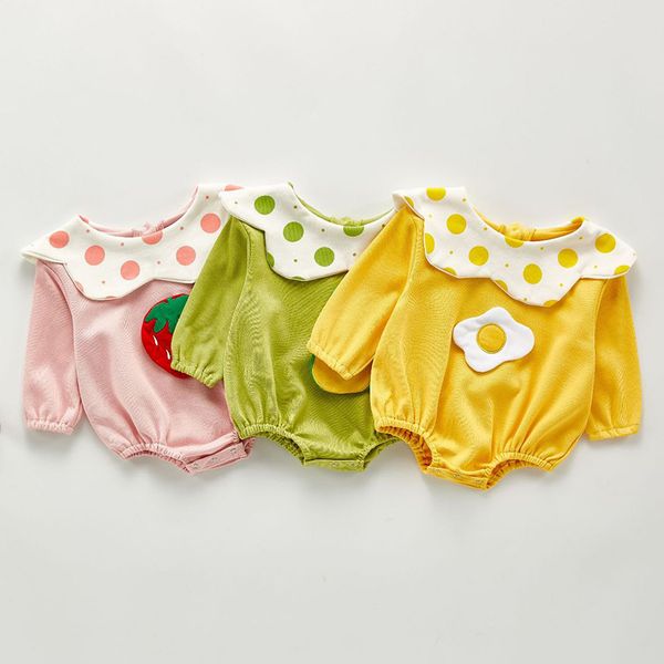 Body per neonata Colletto per bambole Maniche lunghe Frutta Pagliaccetti Born Clothes 210429