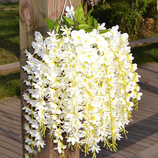 

branches each piece artificial silk wisteria hanging rattan elegant clove flower vine for home decoration wedding party decor decorative flo