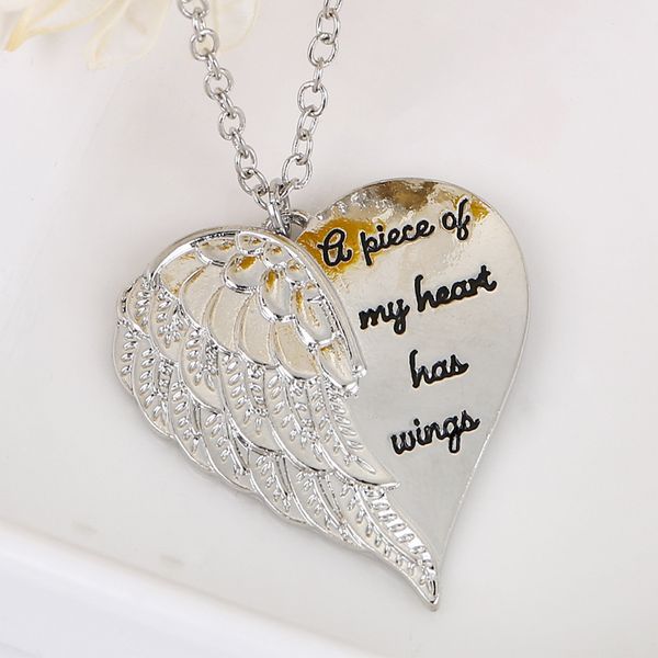 

collier lettres damour ailes ailes dange chane de clavicule, Silver