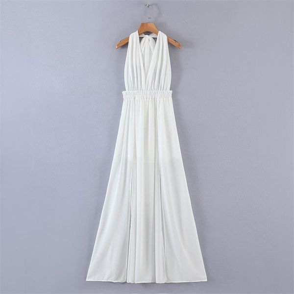 

casual dresses 2021 summer style halter neck tie back waist sleeveless slim elegant ladies trendy, Black;gray