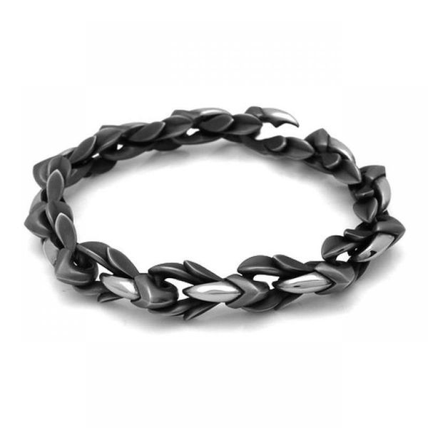 

link, chain trendy silver color keel bracelet for men punk trend fashion jewelry gift, Black