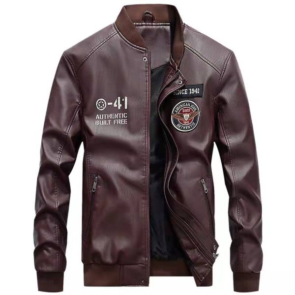 

men's jackets premium quality bomber luxury college motorcycle embroidery baseball jacket faux leather coat pilot 4xl can customize the, Black;brown