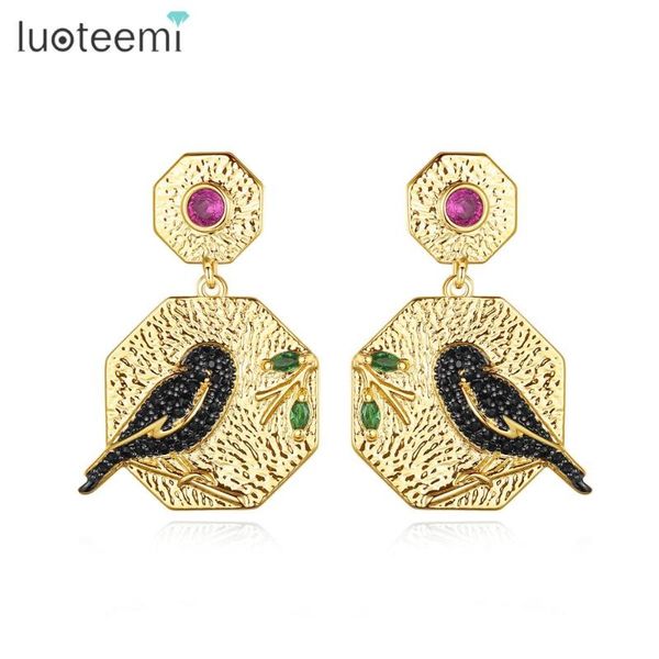 

dangle & chandelier luoteemi colorful vintage drop earrings cute birds design fashion jewelry for women dating party christmas gift boucle d, Silver