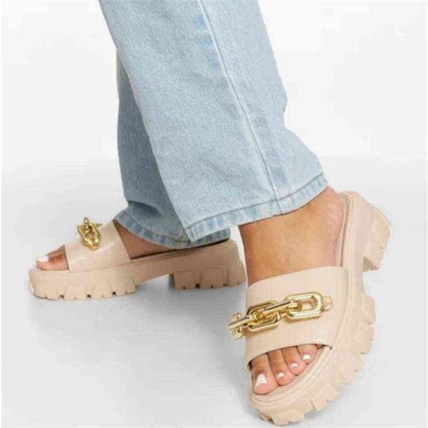 

punk metal decoration women slippers platform chunky heels sandals summer new party casual shoes woman chaussure femme, Black