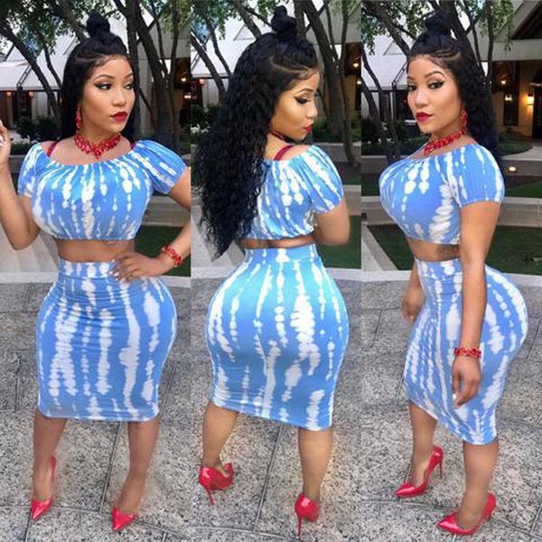 

print women crop and skirt set short sleeve o neck two piece summer matching dress, White