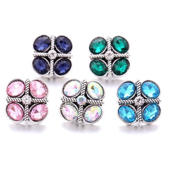 

rhinestone fastener 18mm snap button clasp silver color alloy metal charms for snaps jewelry findings suppliers