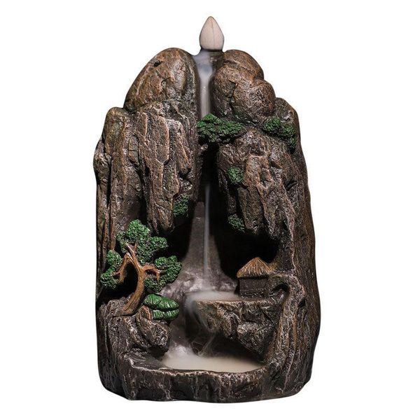 

fragrance lamps chinese high mountain waterfall of smoke backflow incense burner cone stick holder ceramic office home decor road craft