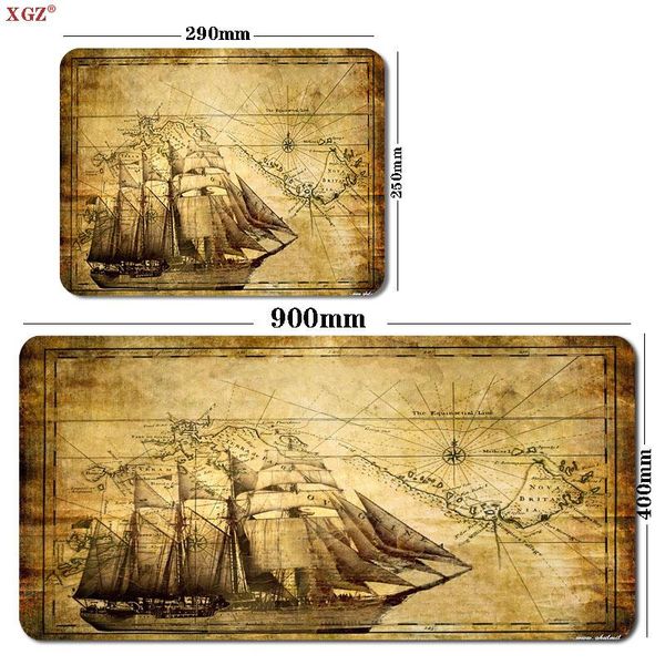 

mouse pads & wrist rests xgz old sailing boat pattern pad big seam table mat game 80x30cm rubber csgo office work non-slip