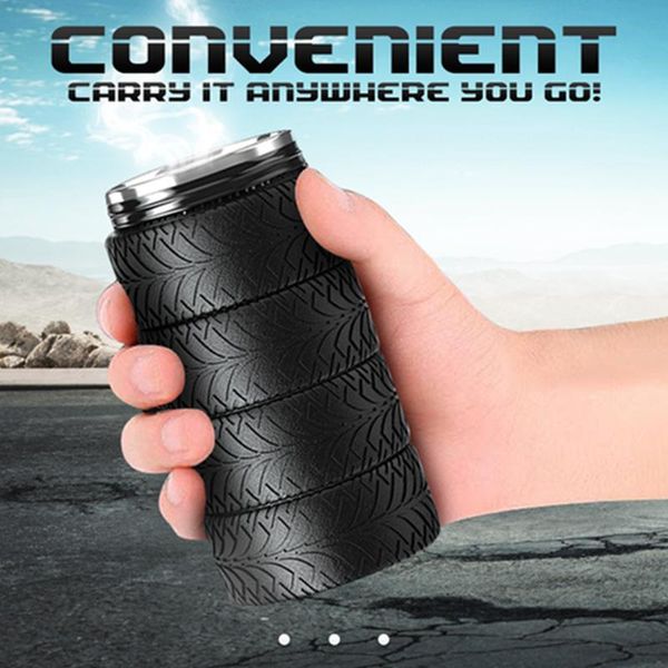 

11oz car tire shape stainless steel inner tube thermo cups for coffee travel mug insulation bottle lovers pi water bottles