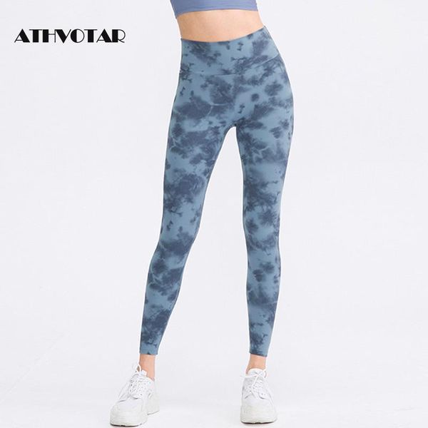 

women's leggings athvotar sport for women fitness high waist tie dye printed workout legging running quick dry training skinny leggins, Black
