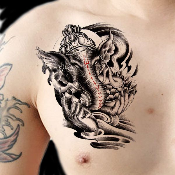 

tattoo patch waterproof male durable flower arm korean personality wolf head over shoulder dragon chest
